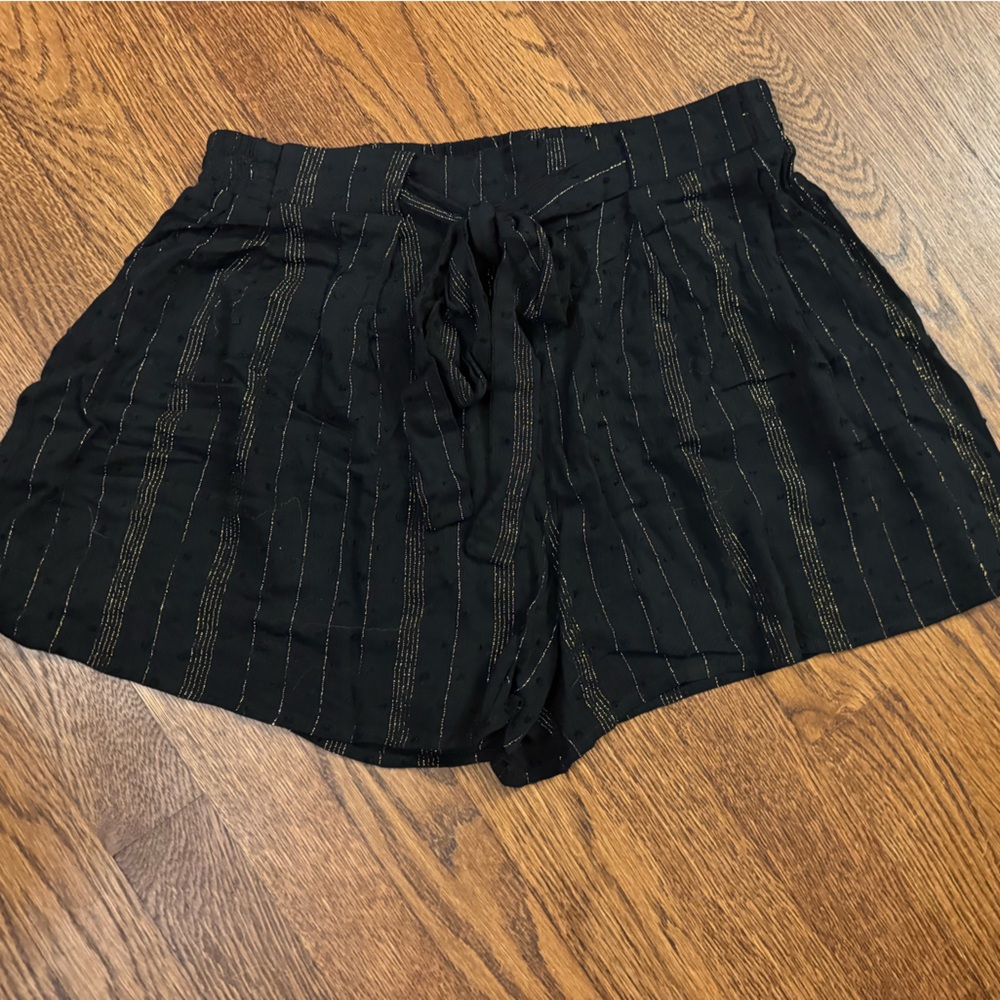 Francesca’s Elegant Black with Gold Accent Shorts